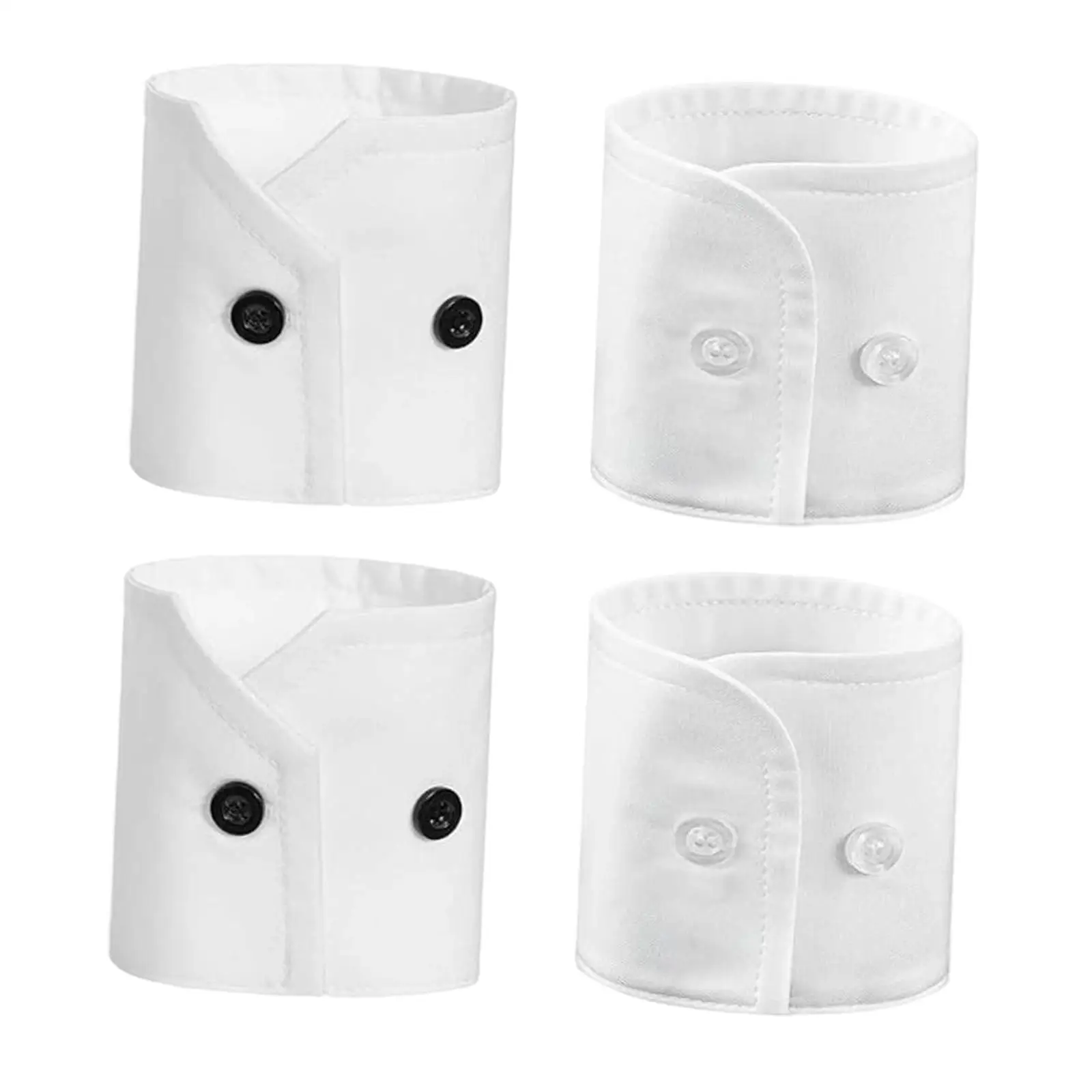

2 пары белых манжет для рубашек для взрослых, унисекс, модные, на пуговицах, съемные, накладные рукава для курток, блузок, свитеров