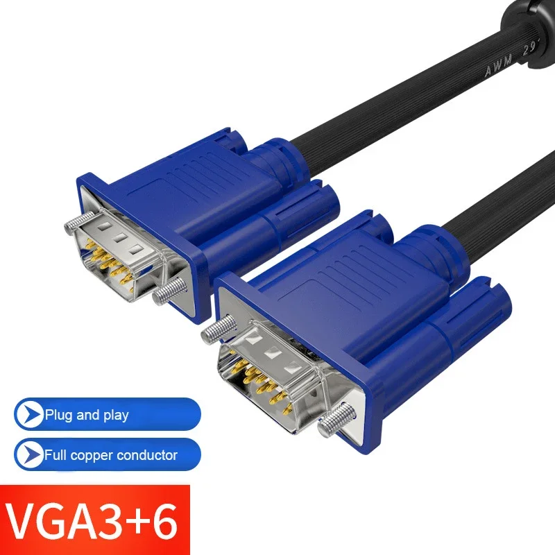 1080P VGA To VGA Cable 15 Pin Male to Male Extension Converter VGA 3+6 Cord Copper Core Cable For Computer Monitor Projector