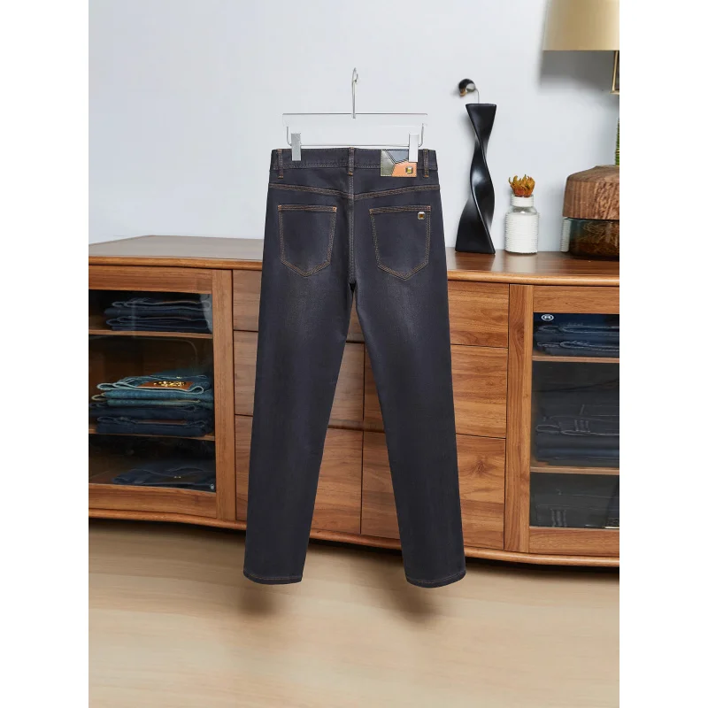 

Autumn/Winter Jeans Men 2025 New High end Trendy Casual Versatile Elastic Slimming Straight Tube Light Luxury Men's Pants