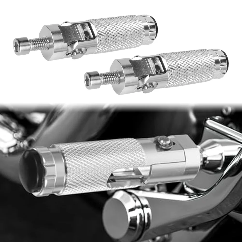 

2pcs Motorcycle Foot Pegs Aluminium Alloy Foldable Front Footrests Round Design Motorcycle Pedals Interior Parts