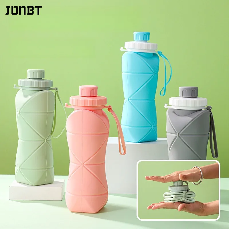 

600ml Silicone Folding Water Cup Portable Reusable Plastic Bottle Outdoor Travel Gym Water Bottle Leakproof Anti-drop Drinkware