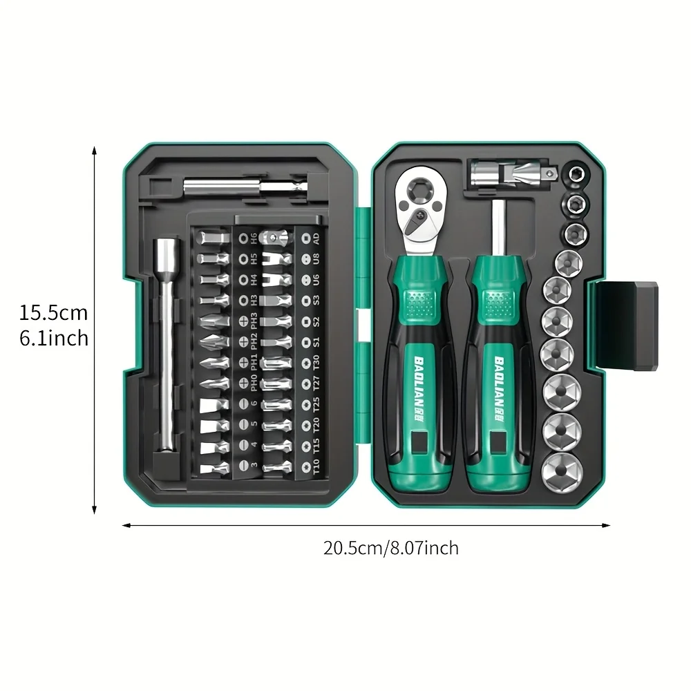 A 40-In-1 Ratchet Torque Wrench And Multi-Purpose Screwdriver Set, Featuring a 24-Tooth Ratchet Wrench - A Professional Repair