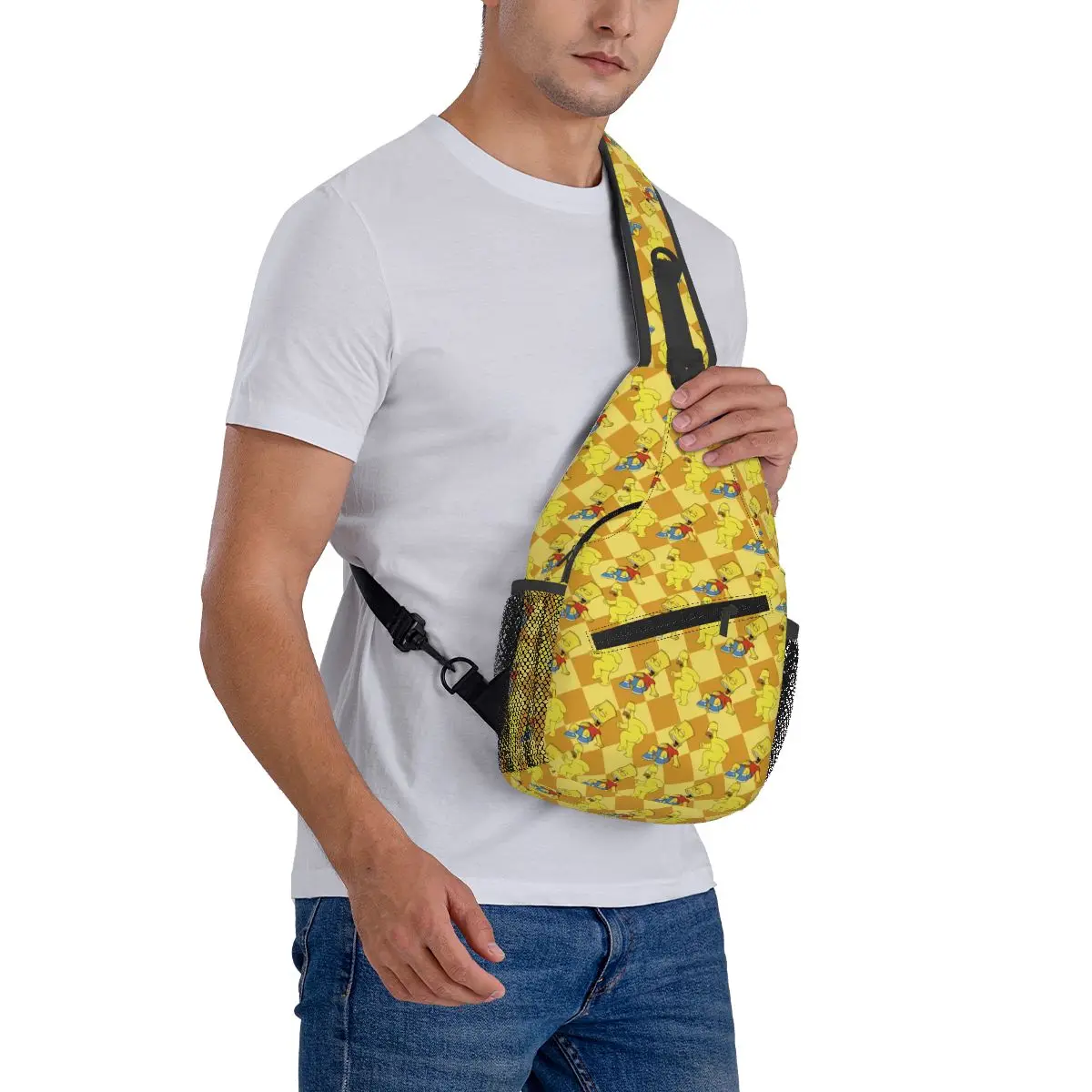 Aangepaste The Simpsons Homer Marge schouderrugzak heren dames casual schouderborsttassen voor reizen wandelen sling bag