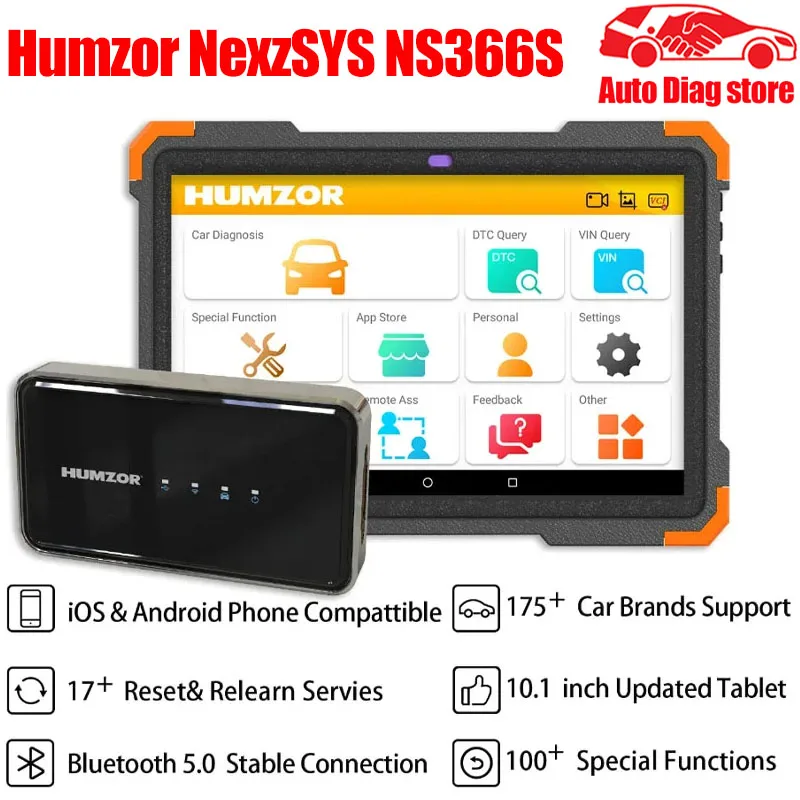 2023 Humzor NS366S OBD2 Car Scanner Tablet Full System Auto OBD 2 EOBD Diagnostic Tools For SAS CVT Gear Learning 13 Reset