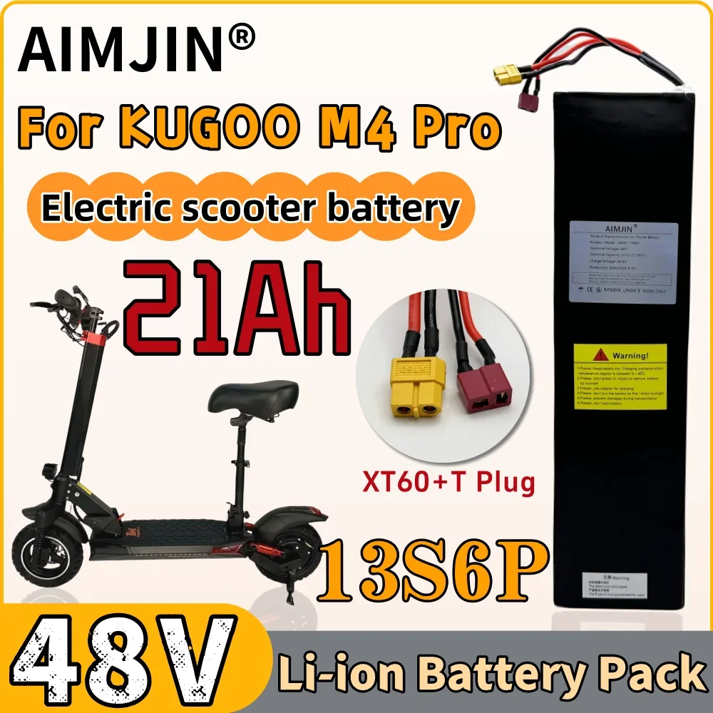 48V 21Ah High Capacity Battery Pack For KUGOO M4 Pro Electric Scooter Battery 13S6P 1008Wh Rechargeable Lithium Battery