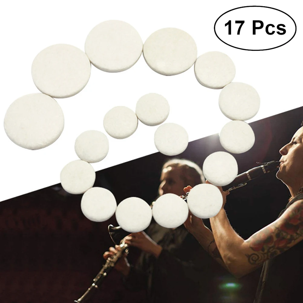 17 Pcs Bb White Clarinet Pads Sound Hole Pad Replacement Accessories Set Treble Drop B Tuning Hole Pad Woodwind Repair Material