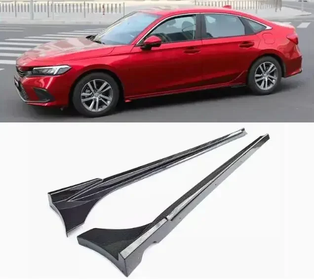 New！ Body Kits For Honda Civic 11th  2022 2023 2024 ABS Paint Carbon Fiber Side Skirts Aprons Extension Lip