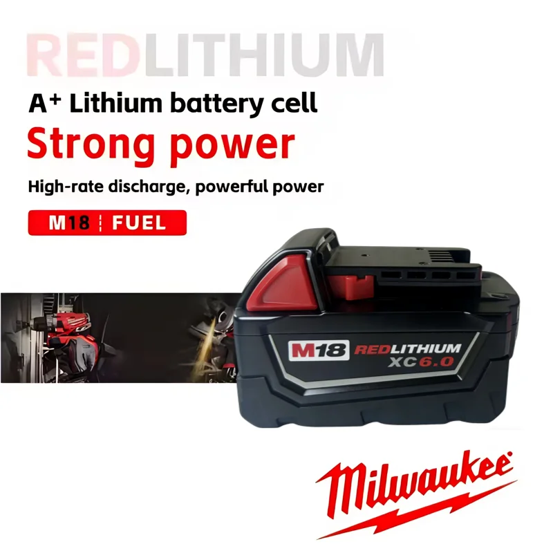 

New Original M18 Milwaukee Battery 6000mAh M18B6 M18B5 Suitable for Milwaukee Power Tools Rechargeable 18V Lithium Battery 18V