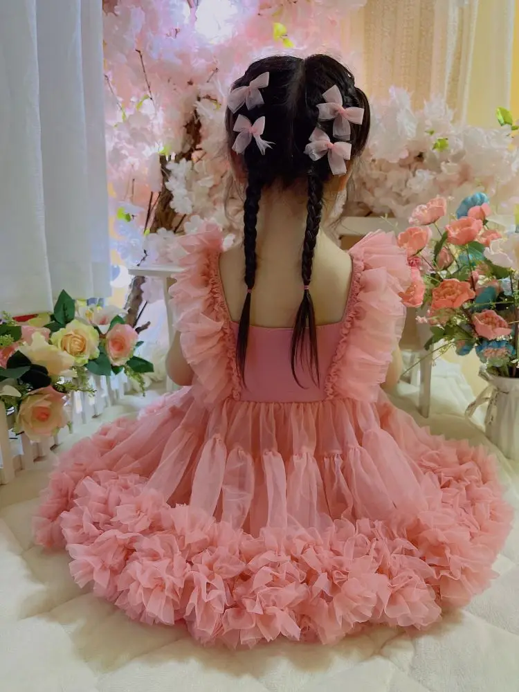Mode Baby Mädchen Prinzessin Schmetterling Tutu Kleid Puff Ärmel Kind Tüll Vestido Festzug Party Geburtstag Kinder Kleidung – Detail 7