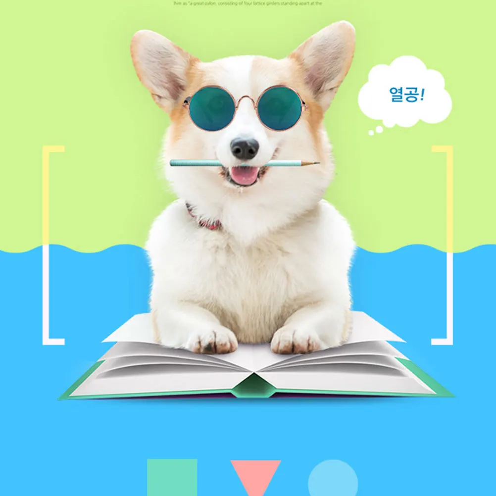 

Funny Cat Glasses Creative Props Golden Frame Yellow Black Pattern Durable Lightweight Metal Plastic for Pets Pet Glasses