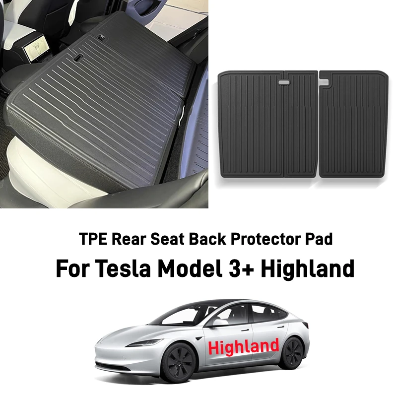 Cubierta trasera de asiento para Tesla Model 3 + Highland, almohadilla protectora de respaldo trasero TPE, impermeable, forro de carga dividido, almohadilla antisuciedad para mascotas