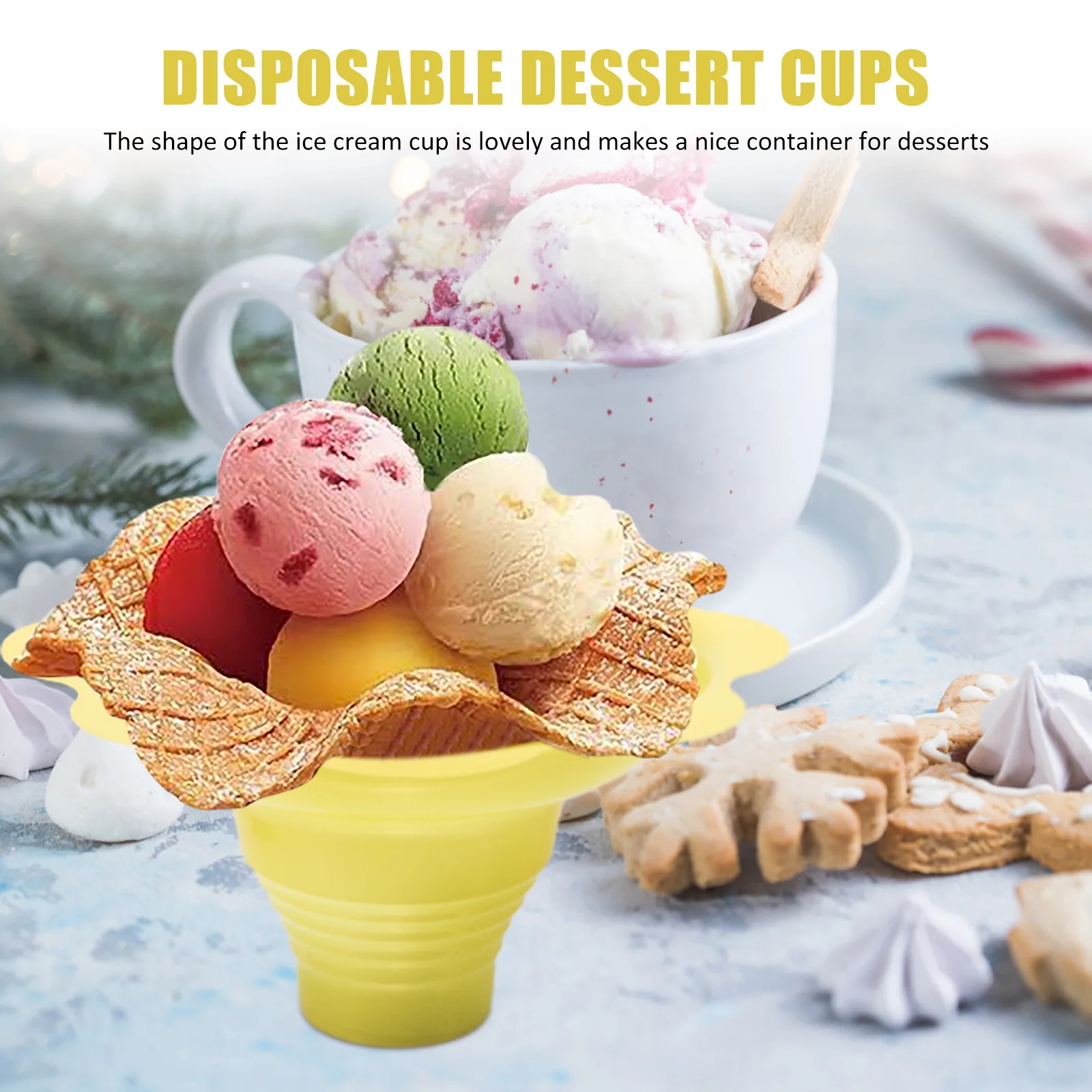 

50pcs 4oz Cups Disposable Ice Cream Bowls Pudding Packaging Dessert Holder Water Dessert Holder Ice Container