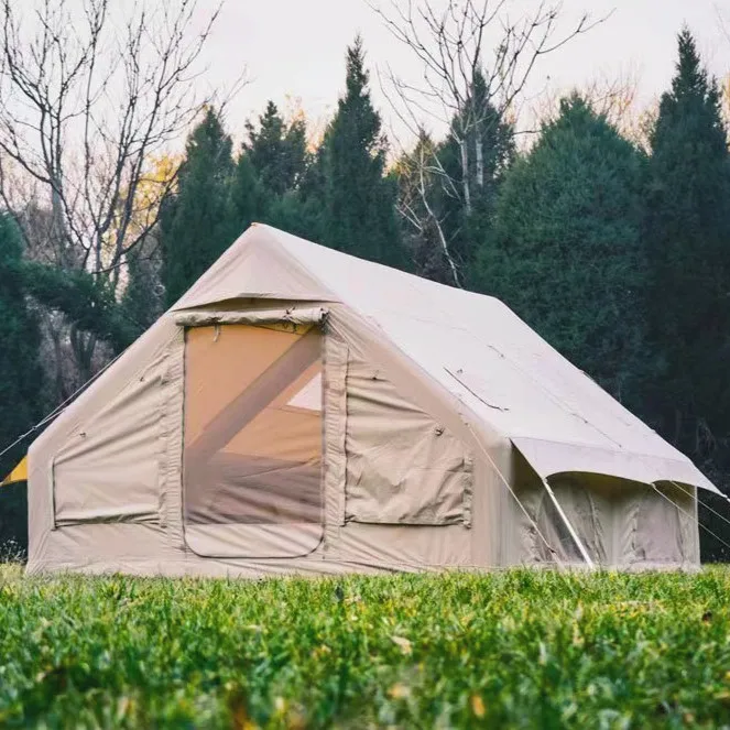 #￥Large Luxury Four-season Waterproof Durable Inflatable Air Camping Tent with Oxford Canvas UV-Resistant for Outdoor Party