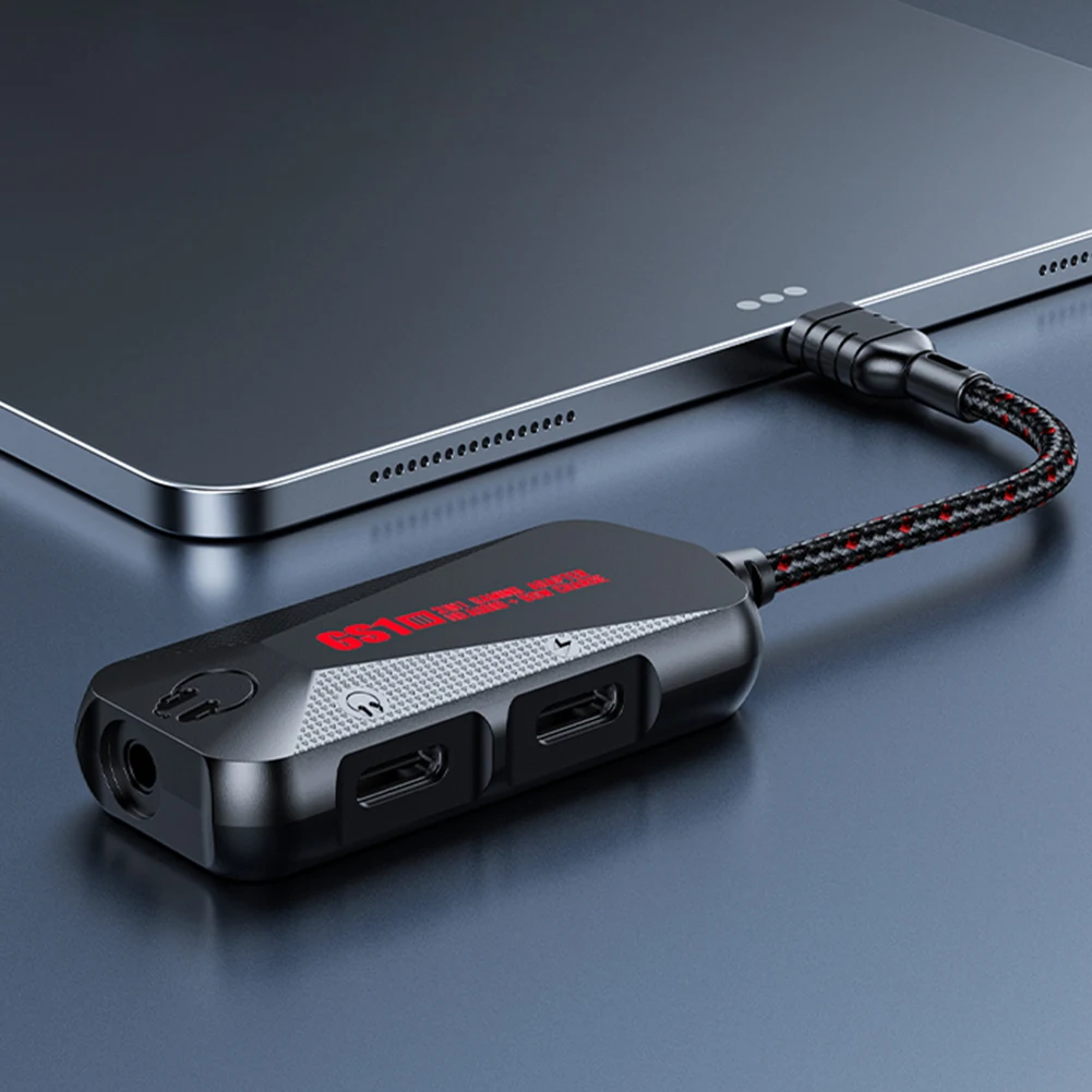 3-in-1 Game Phone Sound Card Type-C To 3.5mm Mobile Gaming Sound Card Durable Nylon Portable 24Bit 96Hz Hi-Res Accessories