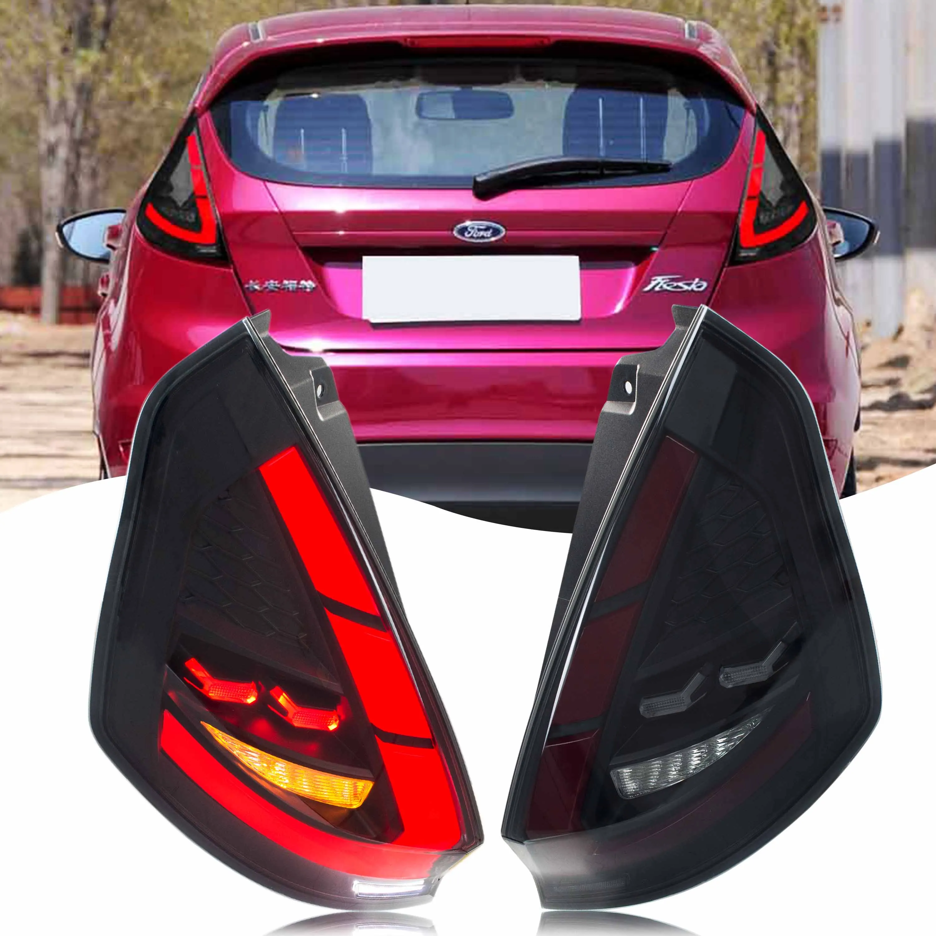 

LED Tail Lights for Ford Fiesta Hatchback 2013-2019 SE ST Start-up Animation Sequential Signal Rear Lamps Assembly Accessary