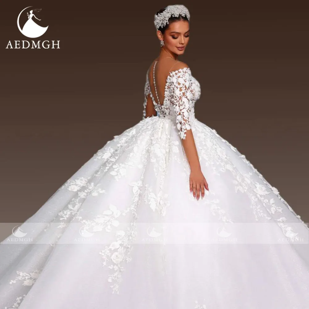 Aedmgh robe De bal princesse robes De mariée hors De l'épaule Vestido De Novia dentelle Appliques Royal sur mesure robes De mariée