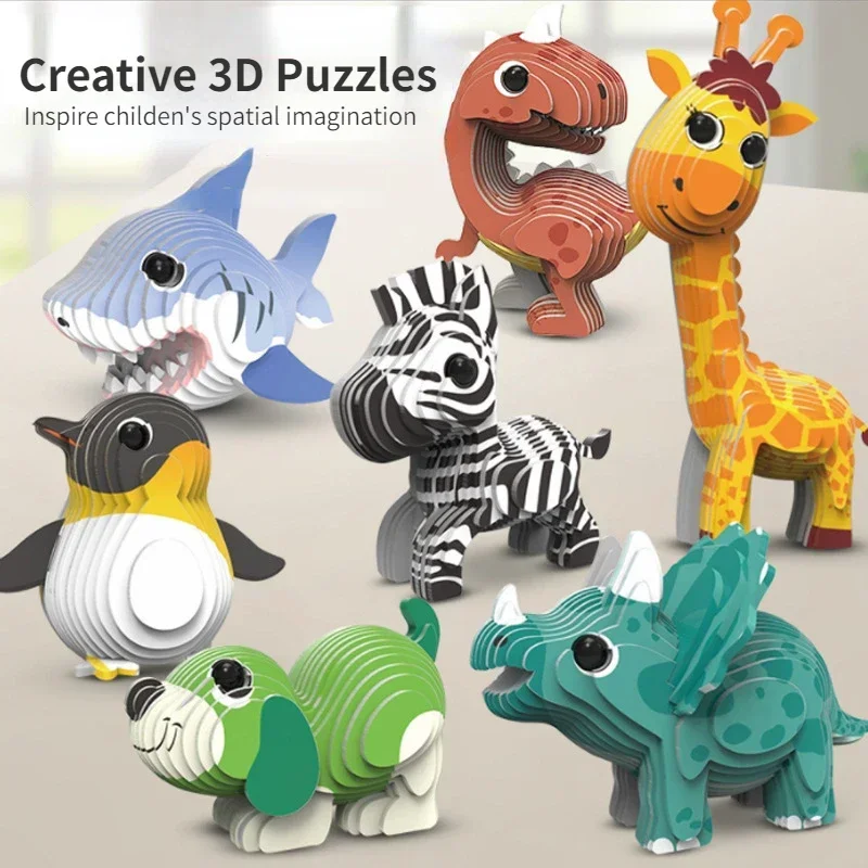 

Children's 3D Puzzle Kindergarten Animal Puzzle Intelligence Early Education Toys Dinosaur Animal Model Paper 3-4-5-6 Years Old