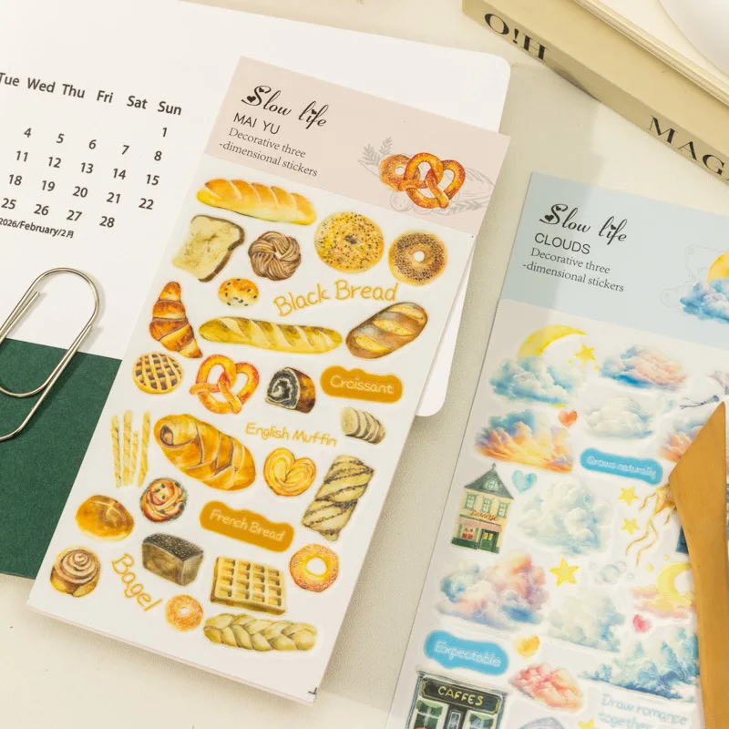 1pcs/1lot Kawaii Scrapbook Stickers Slow Life Warm Collection Collection Junk Journal Gold  Stationery  Planner Decorative