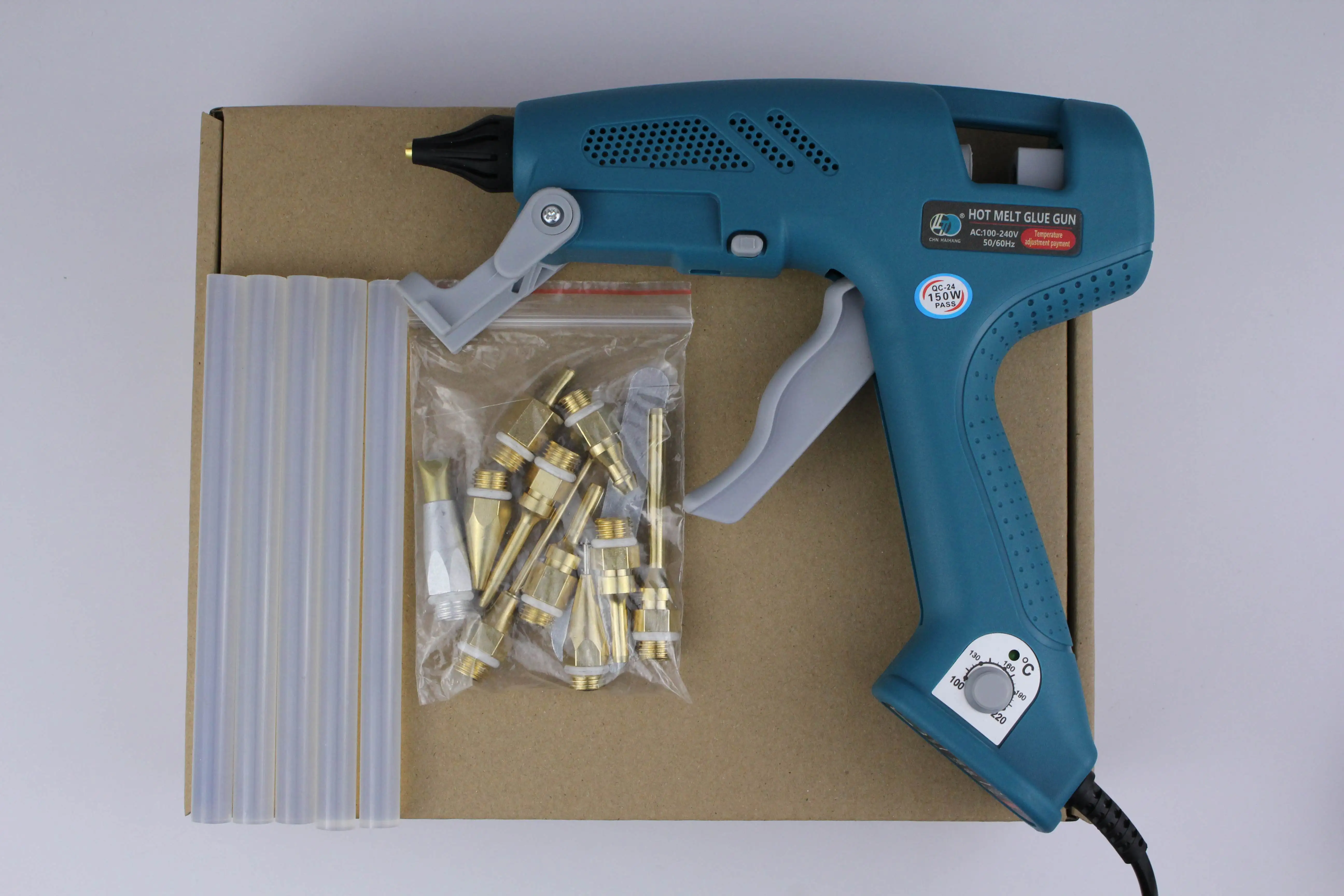 Промышленный пистолет для горячего клея 11 мм с клеевыми палочками и медной насадкой