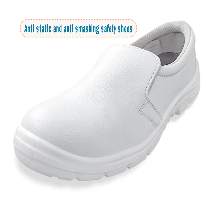 

White safety shoes with steel toe, anti static and anti slip, suitable for construction sites, dust-free workshops, steel factor