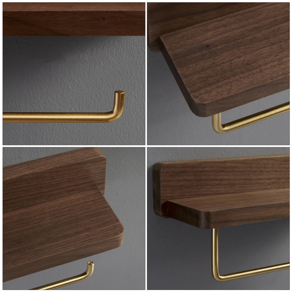 

Wooden Toilet Paper Holder Rack Dispenser Brass Round Corner Smooth Surface Environmental Protection Wax Oil Multiple Functions