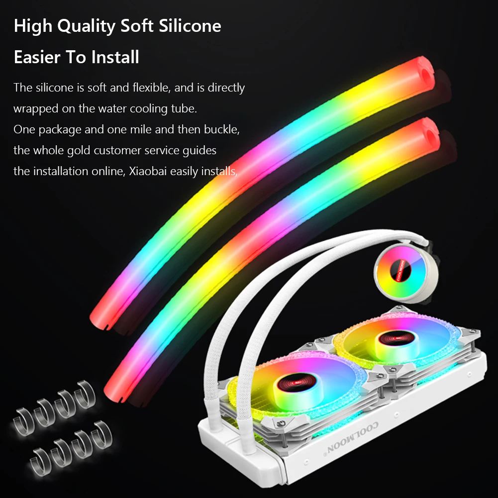 2 قطعة مبرد مياه المبرد أنابيب 5 فولت 3PIN ARGB Aura مزامنة مرنة الإضاءة خرطوم DIY بها بنفسك تزيين مضيئة كم المياه التبريد عدة