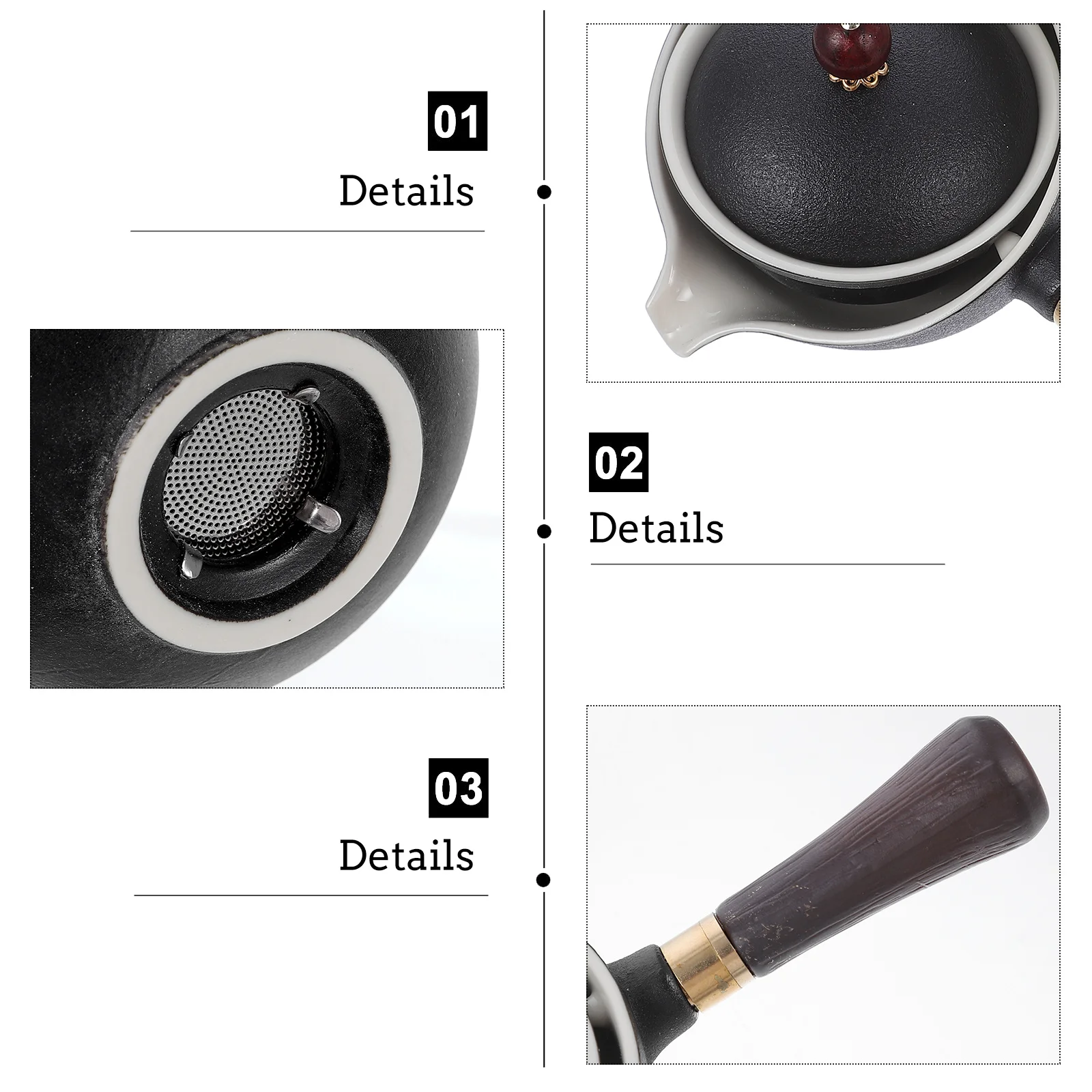 

1 pc Side Handle Tea Kettle Long Handle Ceramic Teapot Stainless Steel Filter Removable Strainer Retro Heating Boiling Kettle