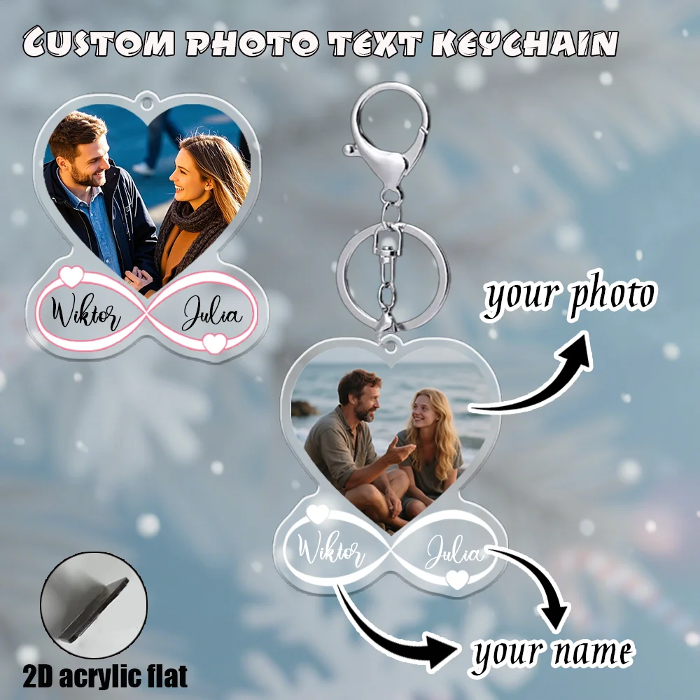 Customized Couple Family Photo Name Keychain, Creative and Warm Acrylic Keybag Pendant, Commemorative Special Gift