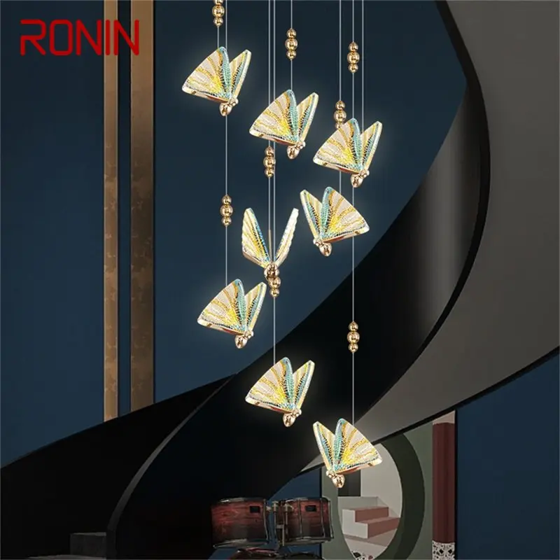 

RONIN Nordic Butterfly Chandelier Lamps Fixtures Modern Pendant Lights Home LED for Stairs Hall