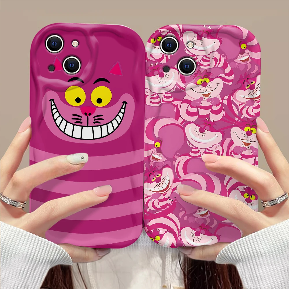 Cute Alice Cheshire Cat 3D Wave Case For Xiaomi Mi 14 12 12T 11 Lite Poco M6 X6 X5 X4 F4 X3 M3 Pro 4G 5G Soft Silicone Cover