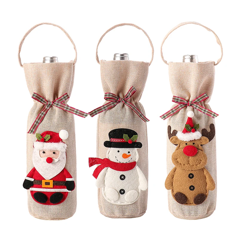 

Reusable Wine Bottle Gift Bag Christmas Party Decor Wine Bottle Covers for Xmas Wedding Birthday Holiday