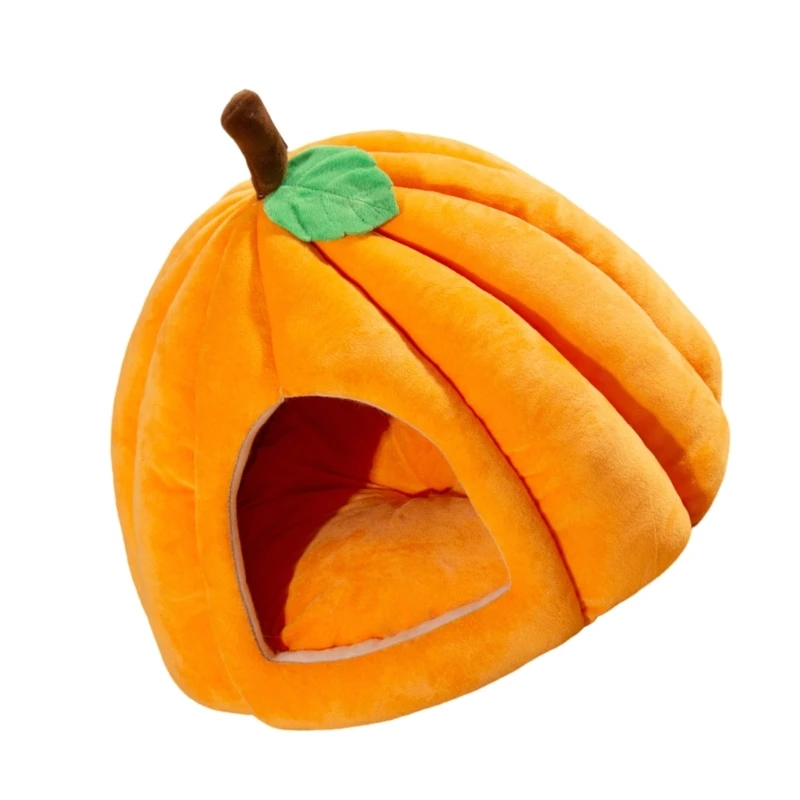 Cama para mascotas con cojín desmontable, hermosa cama dibujos animados calabaza, cueva, cojín desmontable,