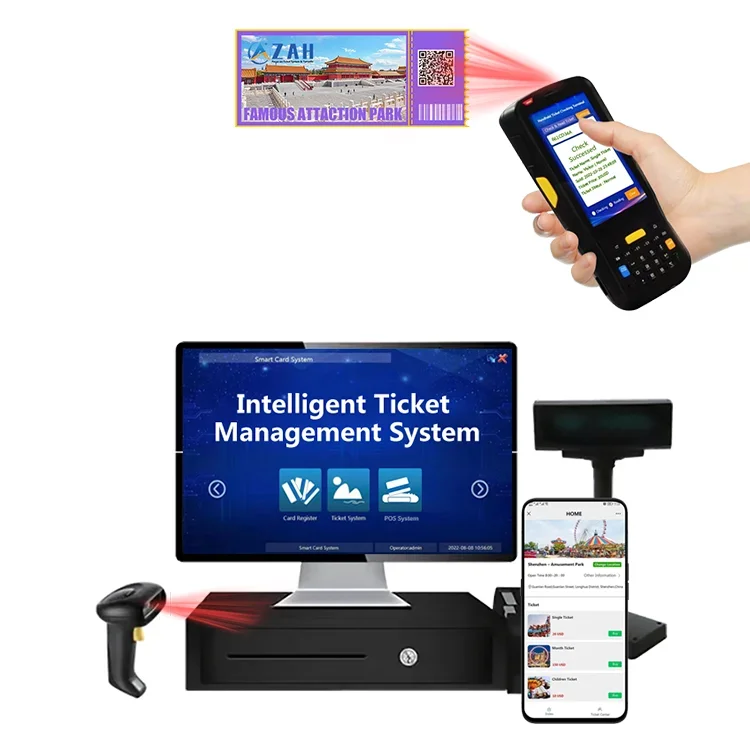 Tickets pos system admission control solution checking face tickets qr code flap barrier in attraction park