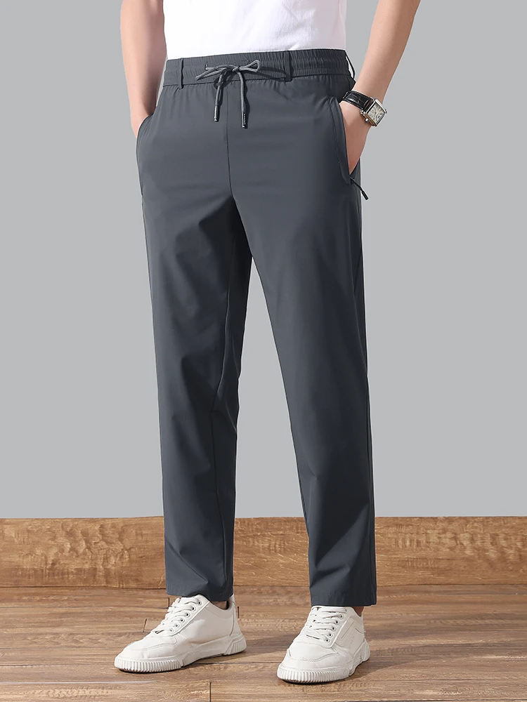 Pantalones holgados con bolsillos y cremallera para hombre, pantalón informal recto, 9xl talla grande, moda coreana, Primavera, 2024