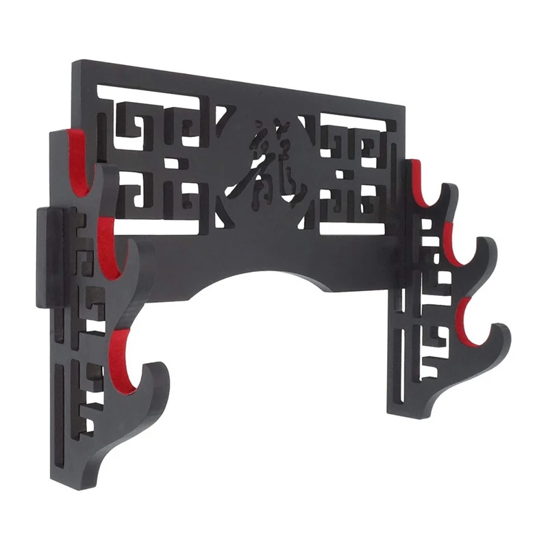 Velvet Protect Sword Wall Mount Sword Holder Display Stand with Felt Strips for Katana Wakizashi 3 Tier Dragon