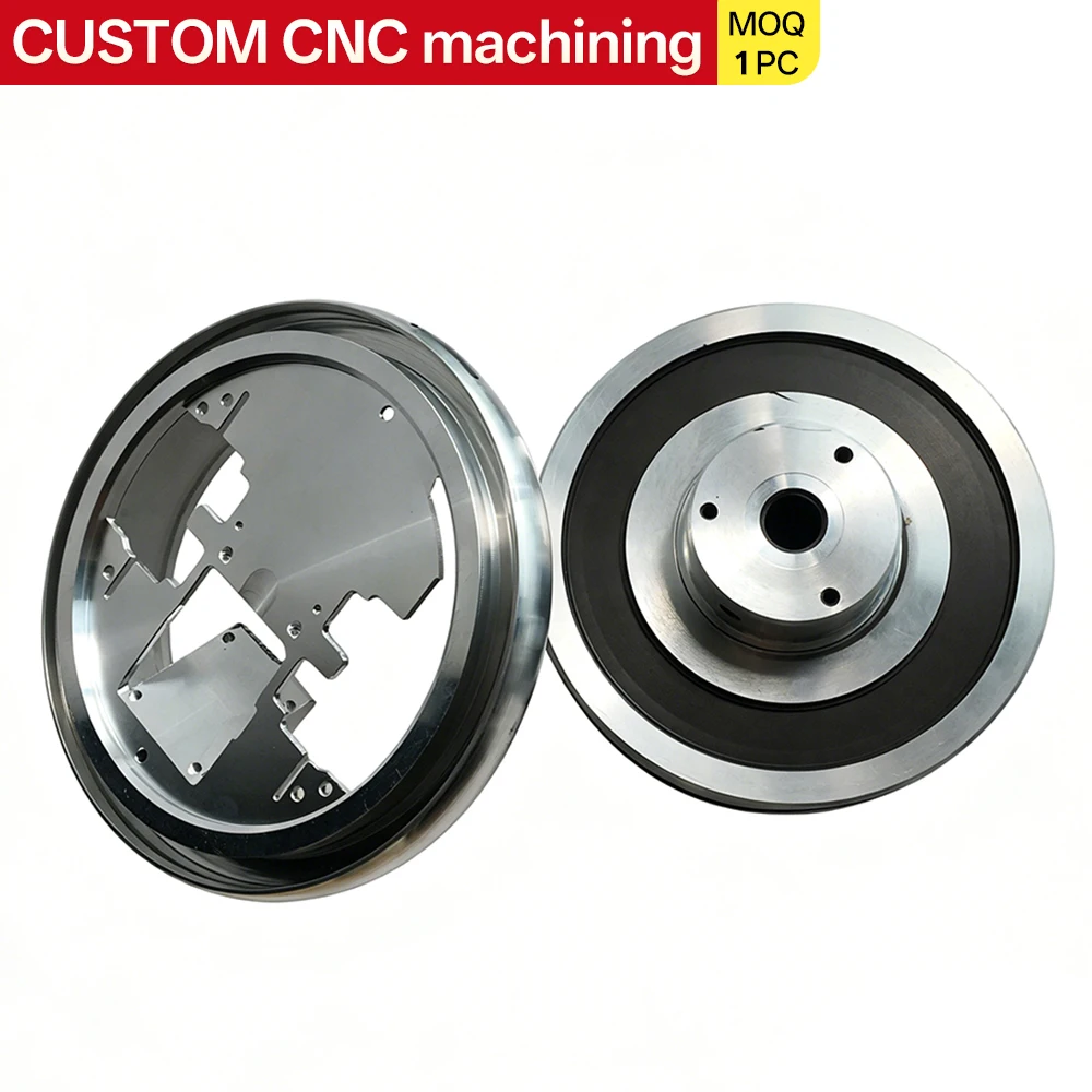 Custom CNC Machined Aluminum Disc Wheel Hub Parts Complex Cut‑Out Grooved Rotor Plate Turning Milling For Automation Equipment