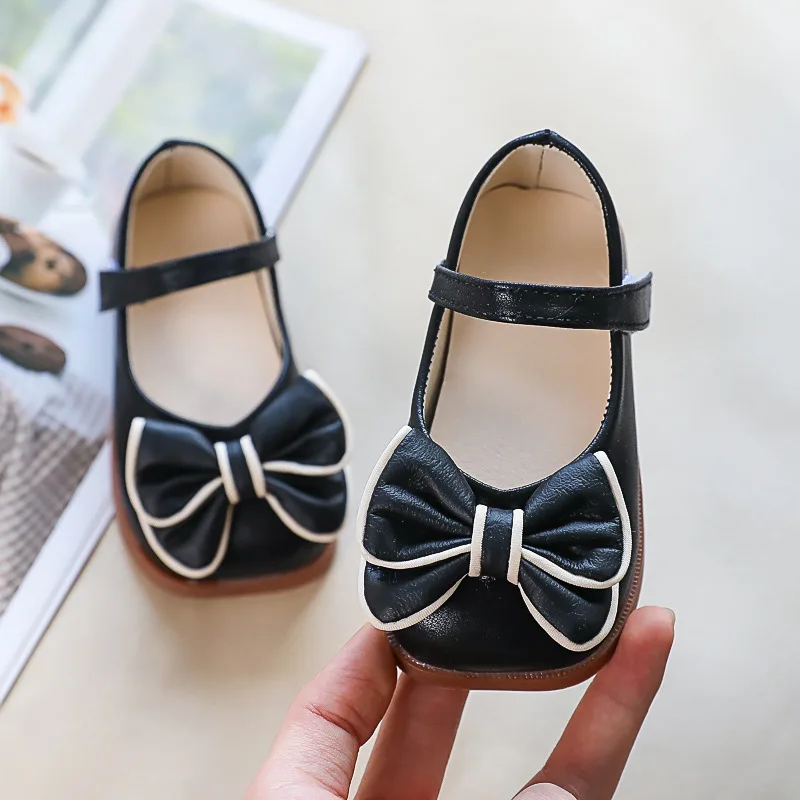 Kids Leather Shoes Spring 2023 Popular Soft Sole Kids Shoes Fashion Princess Shoes Bow Knot Girls Mary Janes Shoes детская обувь