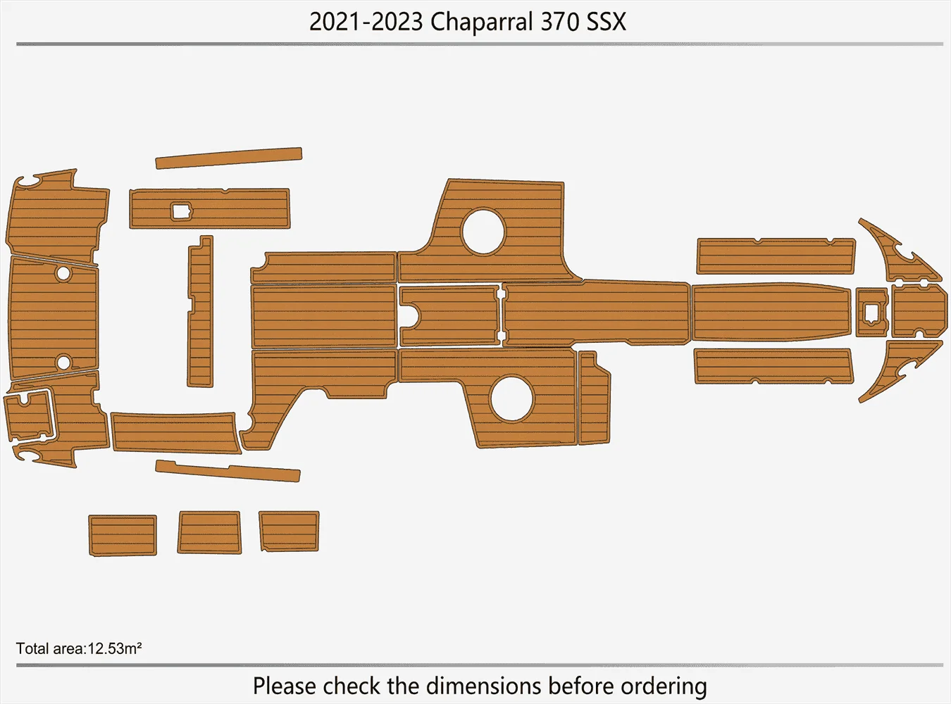 

2022 Chaparral 370 SSX Cockpit swimming platform Pads 1/4" 6mm EVA Teak Decking