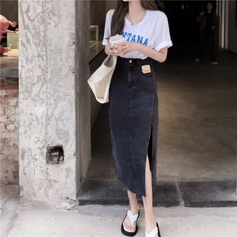 Womens Skirt Formal Clothing Maxi Skirts for Woman Jeans Denim Long Pencil Office Zipper Cheap Y2k Trend Harajuku A Line Stylish