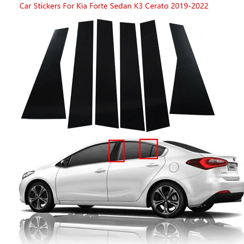 

6Pcs Car Pillar Posts Door Window Cover Trim BC Column Stickers For Kia Forte Sedan K3 Cerato 2019-2022 Exterior Car Accessories