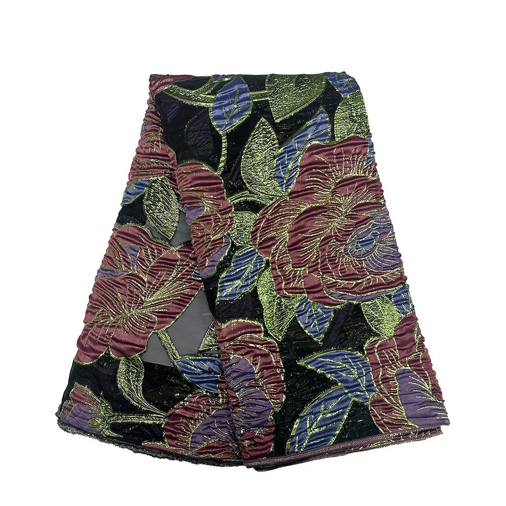 Парчовая кружевная ткань с принтом цветов и вышивкой, высокое качество, 5 ярдов, свадебные платья для женщин, африканское жаккардовое парчовое кружево