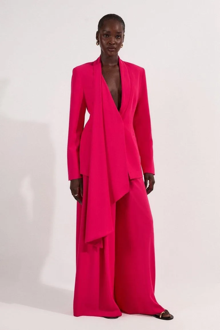 

Modern Bespoke Two Pieces Women Suits One Button Irregular Collar Fashion Stylish Evening Party Business Wear Women Customized