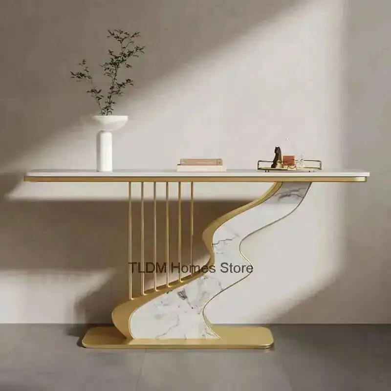 

Creative Console Tables Light Luxury Hallway Slate Living Room Furniture Simple Porch Console Semi-circular Decorative Cabinet