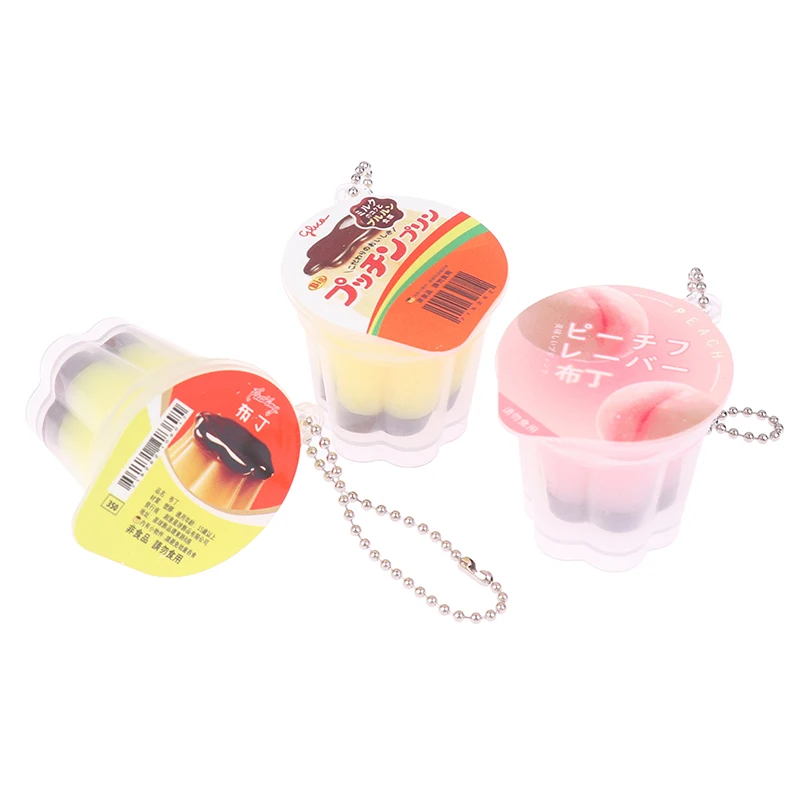 Novelty Pudding Pendant Food Play Reduce Pressure Keychain Fragrance Antistress Fidget Stress Relieving Backpack Decor Kids Toys