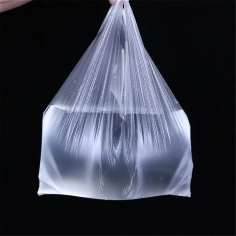 Kunststoff-Einkaufstasche, 100 Stück, transparente Einkaufstasche, Supermarkt-Plastiktüten mit Griff, Lebensmittelverpackung – Detail 4