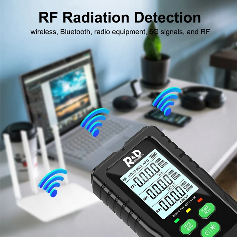 ABSF 3-In-1 Electromagnetic Field Radiation Detector Tester EMF Meter Multifunctional Portable Radio Frequency Warn Meter