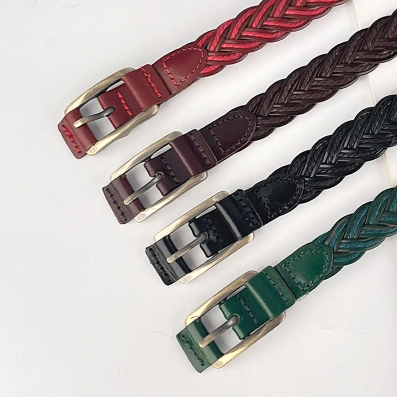Slimming Woven Waist Belt Braided Leather Waistband Handmade Ladies Belt for Men and Women