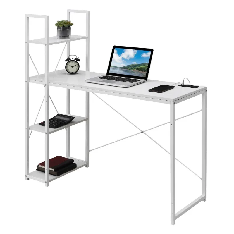 Estação De Trabalho Com Prateleiras, Mobiliário De Escritório, 2Go, Branco E Branco, Designer