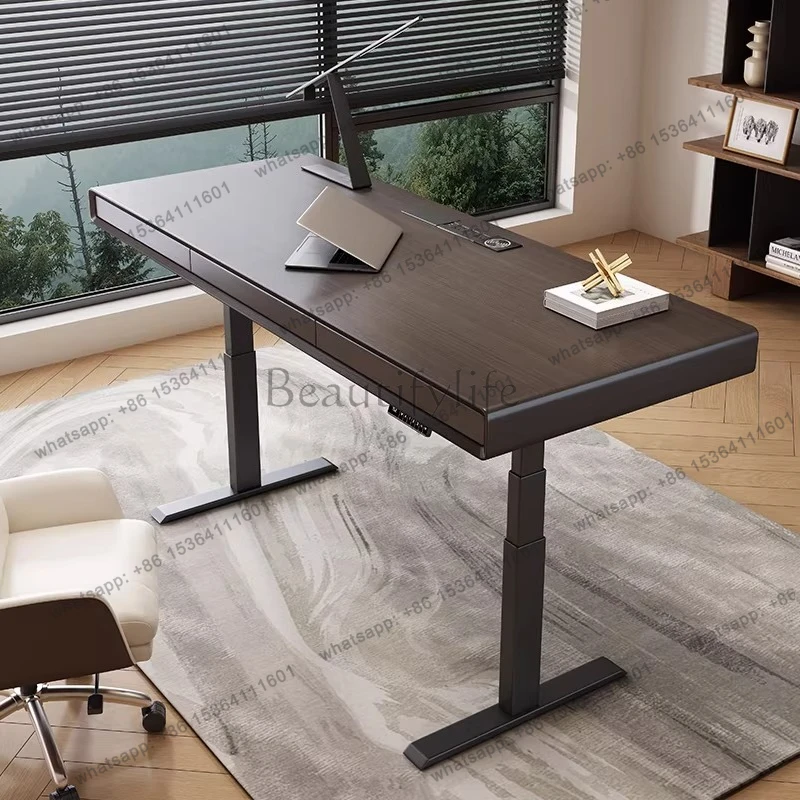 Lifting desk light luxury modern home advanced sense intelligent dual motor electric table living room solid wood workbench