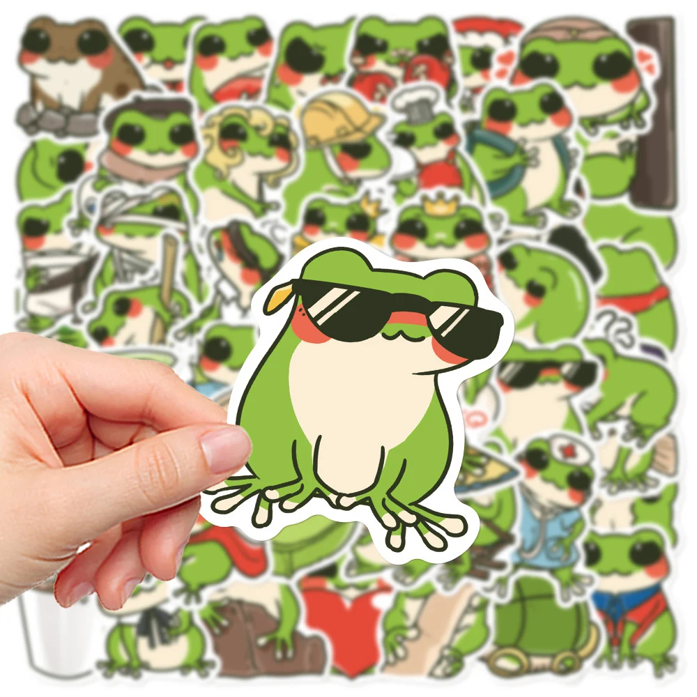 Autocollants mignons drôles de grenouille de bande dessinée pour des enfants, autocollant de graffiti d'anime, décalcomanie animale Kawaii, bagage, voiture, réfrigérateur, PVC, cadeau de bricolage, 10 PCs, 30 PCs, 50PCs